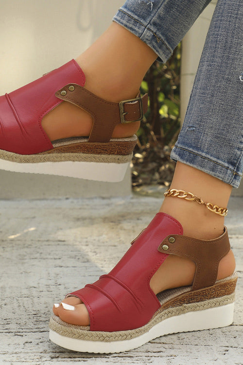 Casual Fish Mouth Buckle Strap Wedge Sandals